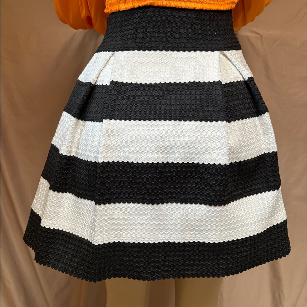 Black and White Striped Women's Skirt